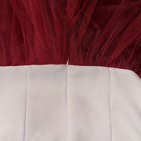 Girl 14-16 Embroidered White Burgundy Tulle Lace Short Sl Folk Formal Dress - Picture 16 of 16